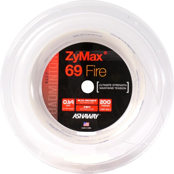 Ashaway Zymax 69 Fire weiss 200 Meter Rolle